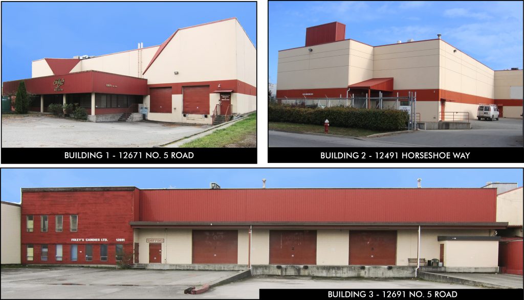 12671/12691 No. 5 Rd & 12491 Horseshoe Way
Richmond, BC
3 Industrial Properties | 54,457 SF Total
SOLD $7,775,000 (2016)