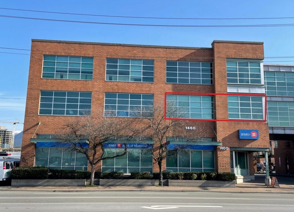Second Floor Office Strata Unit 
1460 Main Street, North Vancouver, BC
100% Leased to Bank of Montreal
Close to Second Narrows Bridge
List Price $995,000