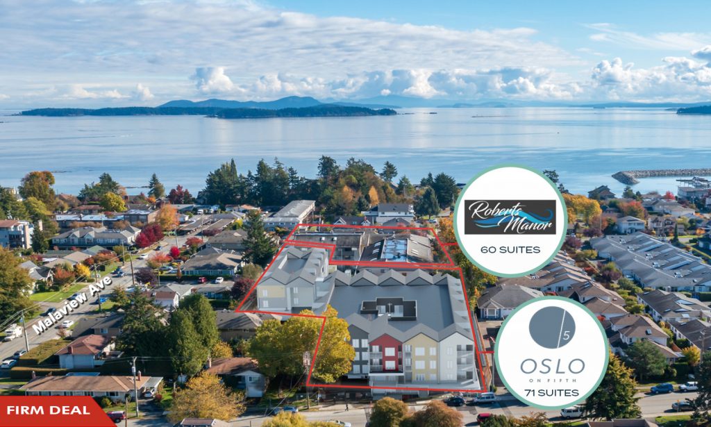 Sidney By The Sea Apartment Portfolio, Sidney, BC
2 Apartment Buildings | Combined 131  Suites
Located just 25 minutes from Downtown Victoria

Status: Firm Deal