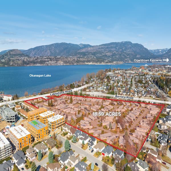 Shasta Mobile Home Park
3745 Lakeshore Road, Kelowna BC
Once in a Lifetime, Generational Redevelopment Site
18.59 Acres prominently located on the shores of Lower Mission, one of Kelowna’s most desirable neighbourhoods
List Price: Contact Agents